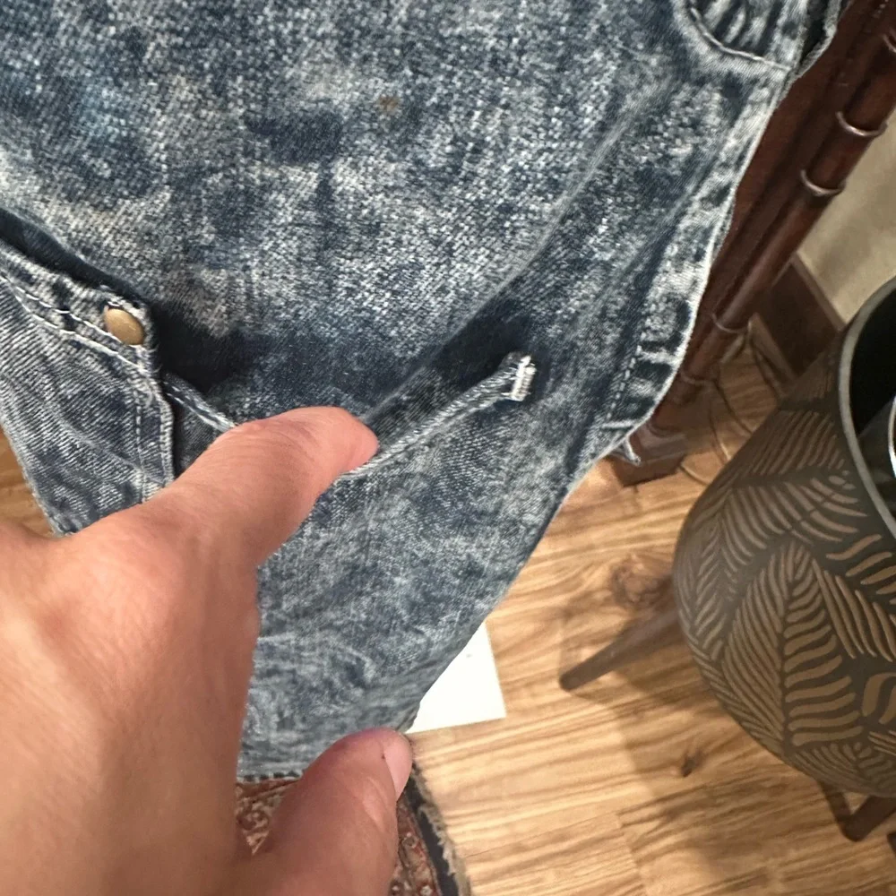 Jeanerlor Blue Acid Wash Denim Overalls Apron